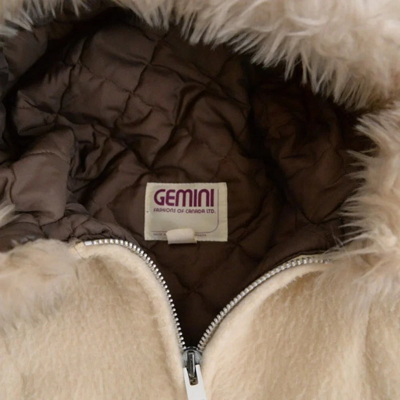 Vintage Gemini 70's Cream  60% Wool Zip Up Winter Coat Icewool Inuit Parka 14M - Picture 11 of 16